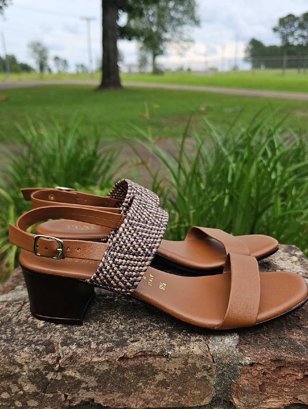 Italian Shoemakers Brown Block Heeled Sandals